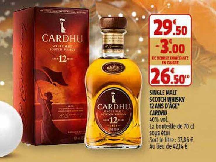 single malt scotch whisky 12 ans d'âge cardhu