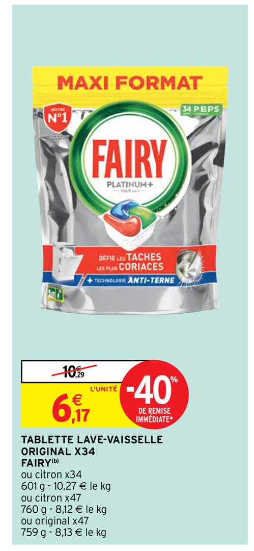 tablette lave-vaisselle original x34 fairy