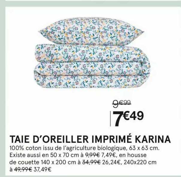 taie d'oreiller imprimé karina