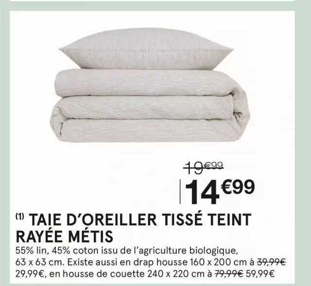 taie d'oreiller tissé teint rayée métis