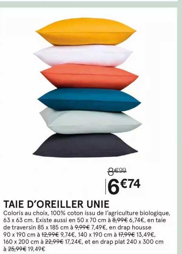 taie d'oreiller unie