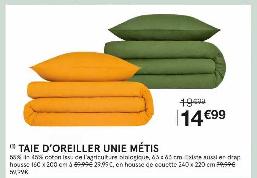 Taie D'oreiller Unie Métis