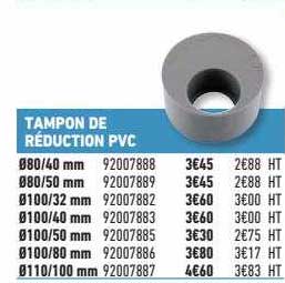 tampon de réduction pvc