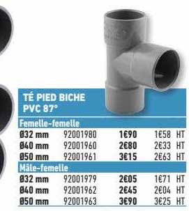 té pied biche pvc 87°