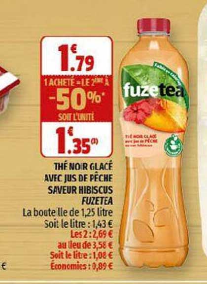 Thé Noir Glacé Avec Jus De Pêche Saveur Hibiscus Fuzetea