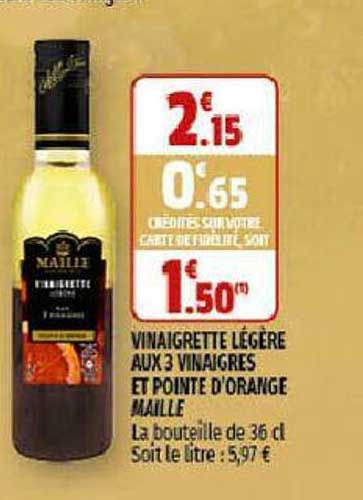 vinaigrette légère aux 3 vinaigres et pointe d'orange maille