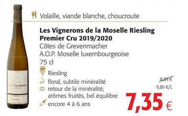 volaille, viande blanche, choucroute, les vignerons de la moselle riesling premier cru 2019-2020