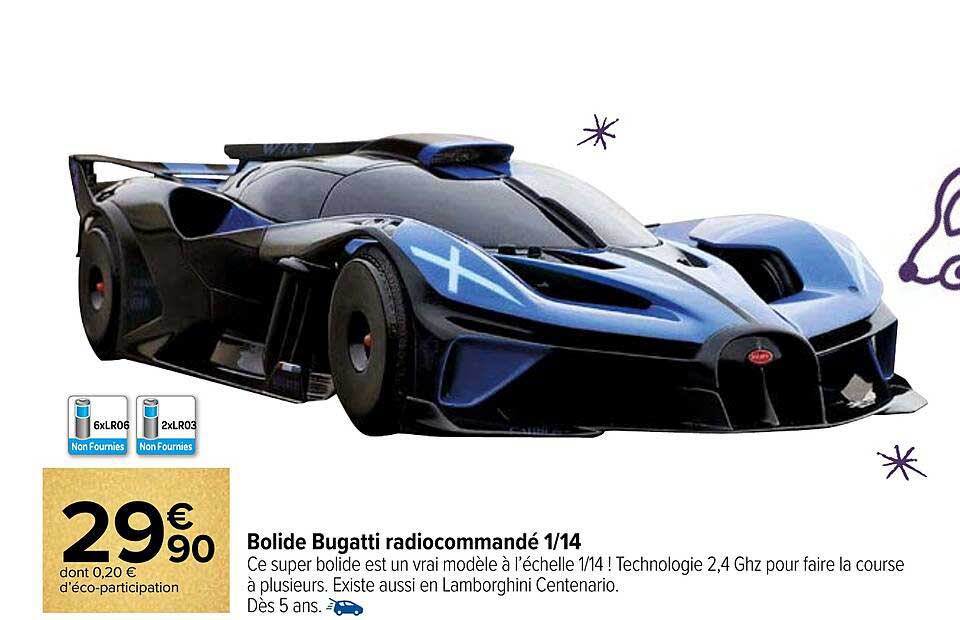 bolide bugatti radiocommandé 1-14