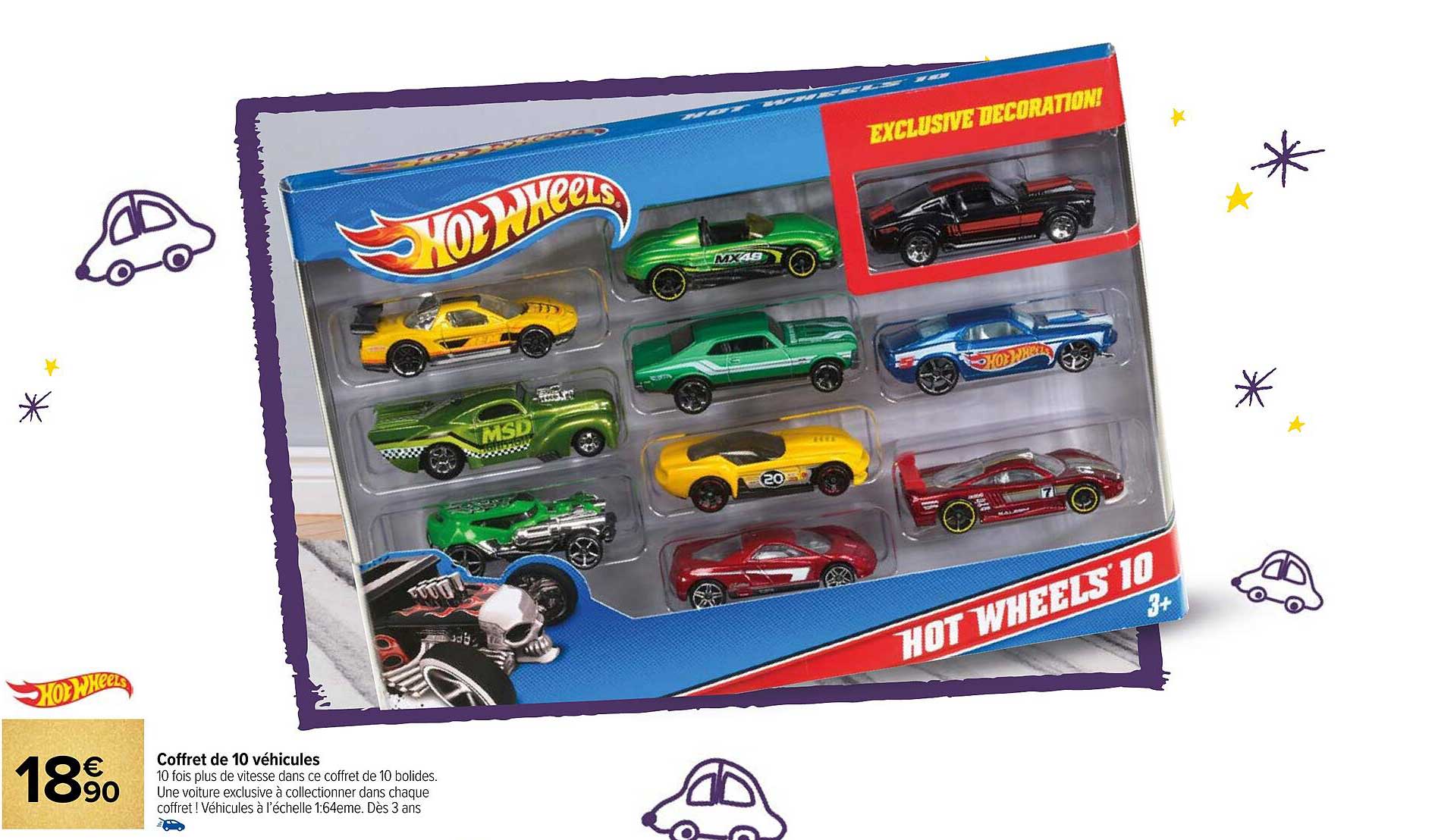 coffret de 10 véhicules hot wheels