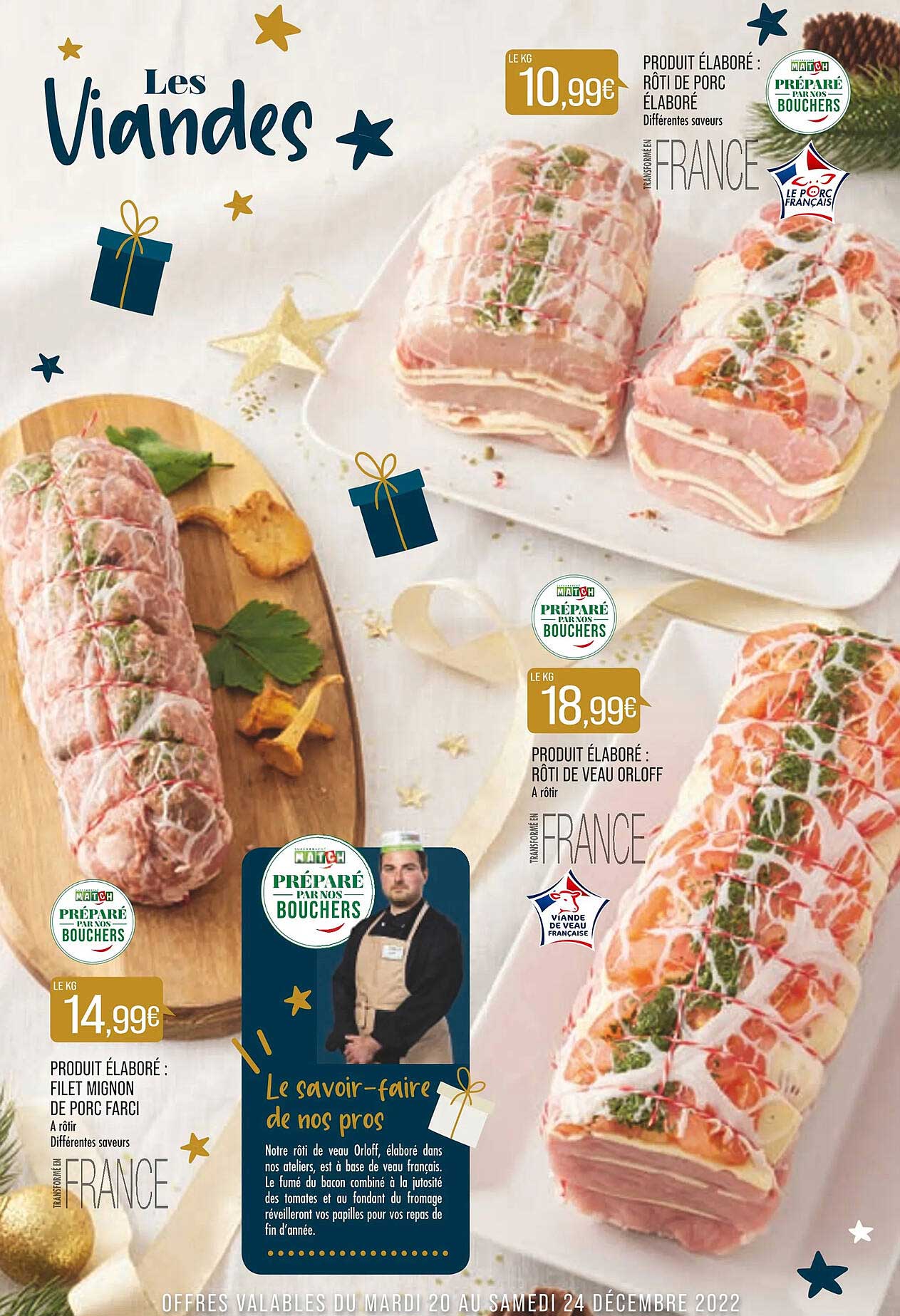 filet mignon de porc farci, rôti de veau orloff, rôti de porc élaboré