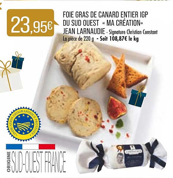 foie gras de canard entier igp du sud ouest «ma création» jean larnaudie