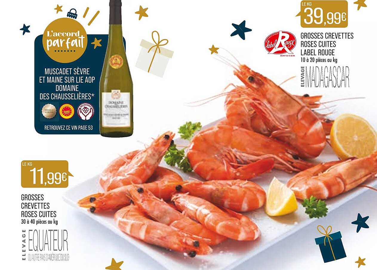 grosses crevettes roses cuites, grosses crevettes roses cuites label rouge