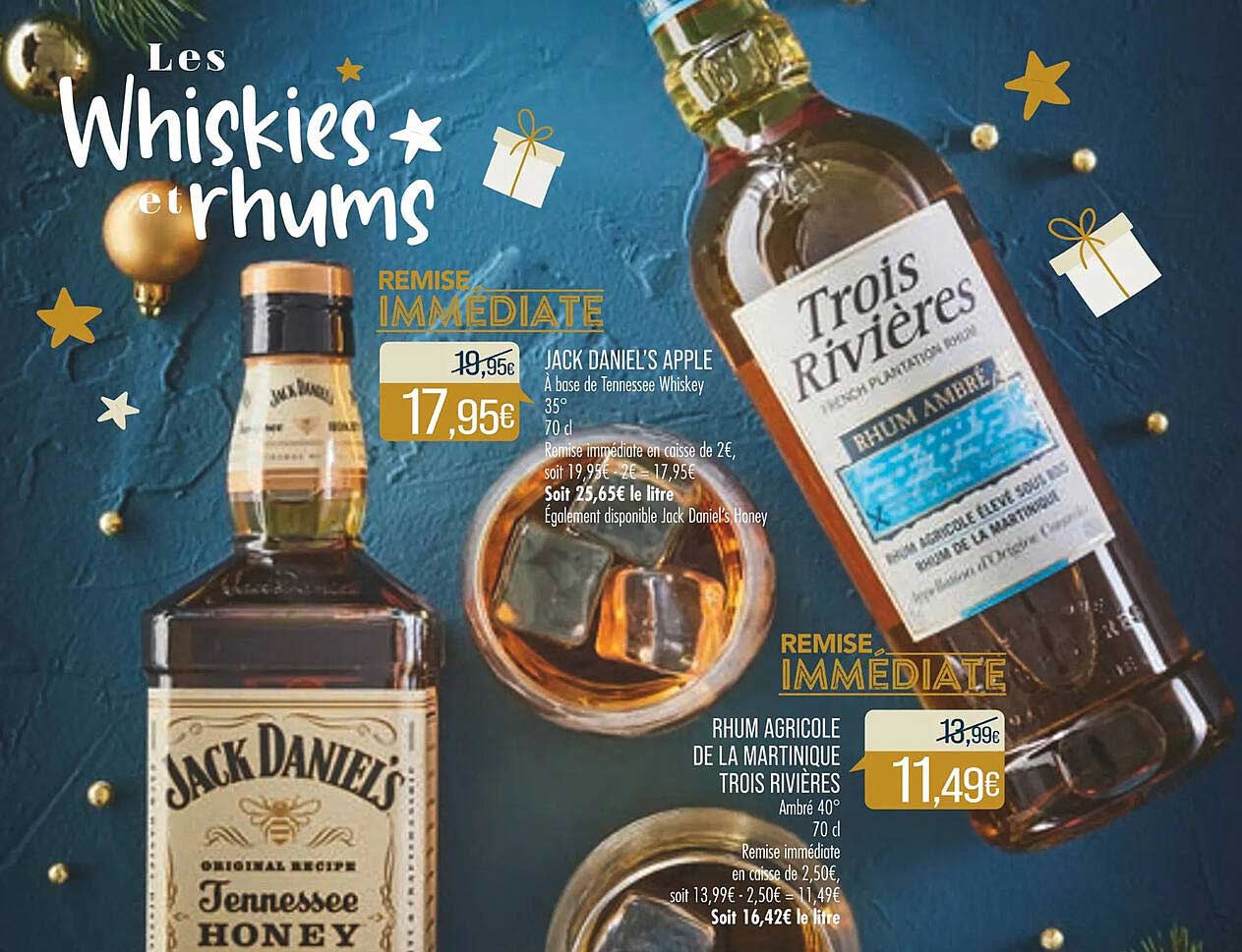 jack daniel's apple, rhum argricole de la martinique trois rivières