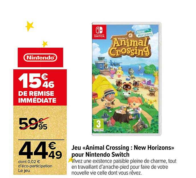 jeu «animal crossing : new horizons» pour nintendo switch
