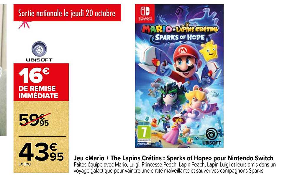 jeu «mario + the lapins crétins : sparks of hope» pour nintendo switch ubisoft