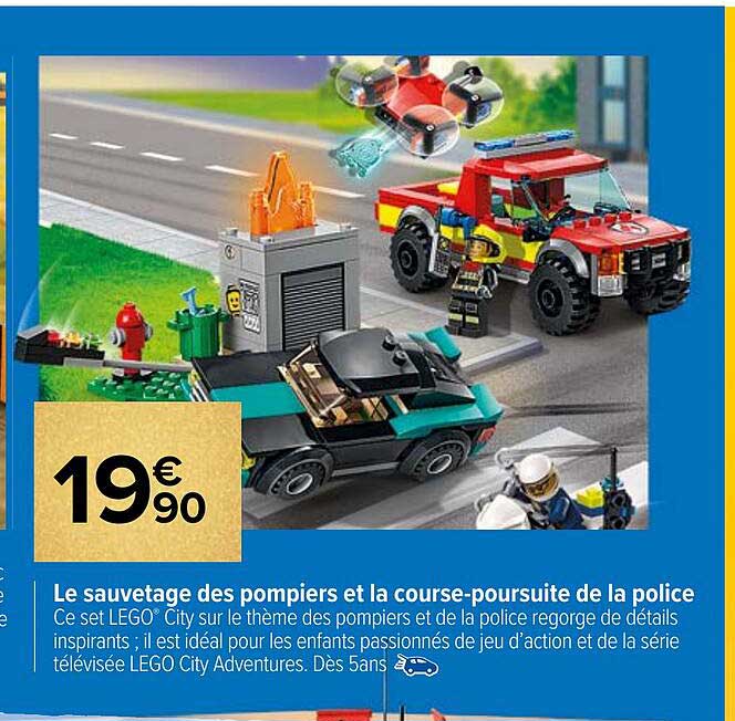 le sauvetage des pompiers et la course-poursuite de la police