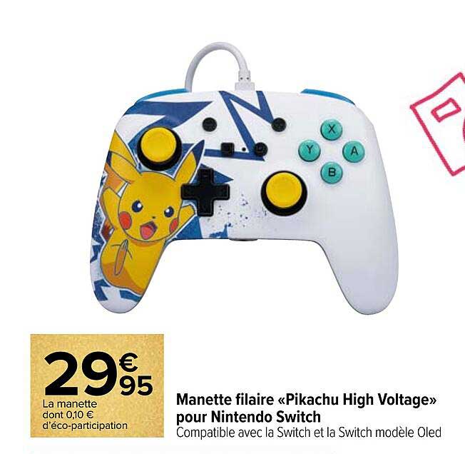 manette filaire «pikachu high voltage» pour nintendo switch