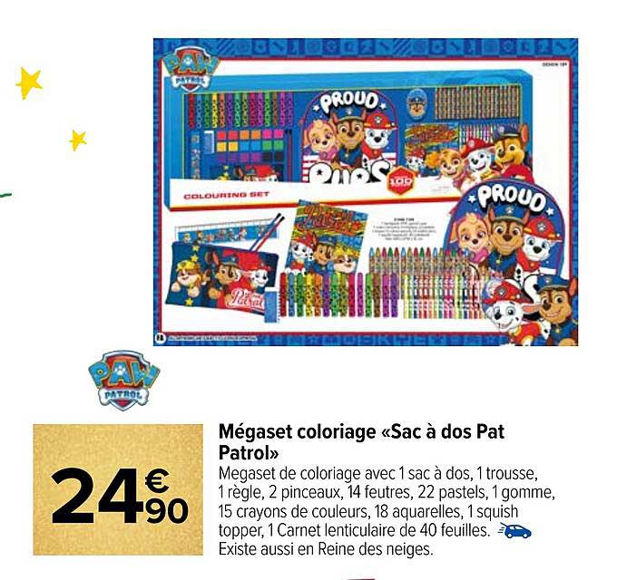mégaset coloriage «sac à dos pat patrol»