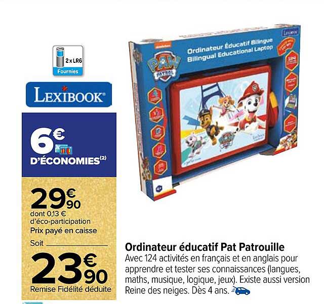 ordinateur éducatif pat patrouille lexibook