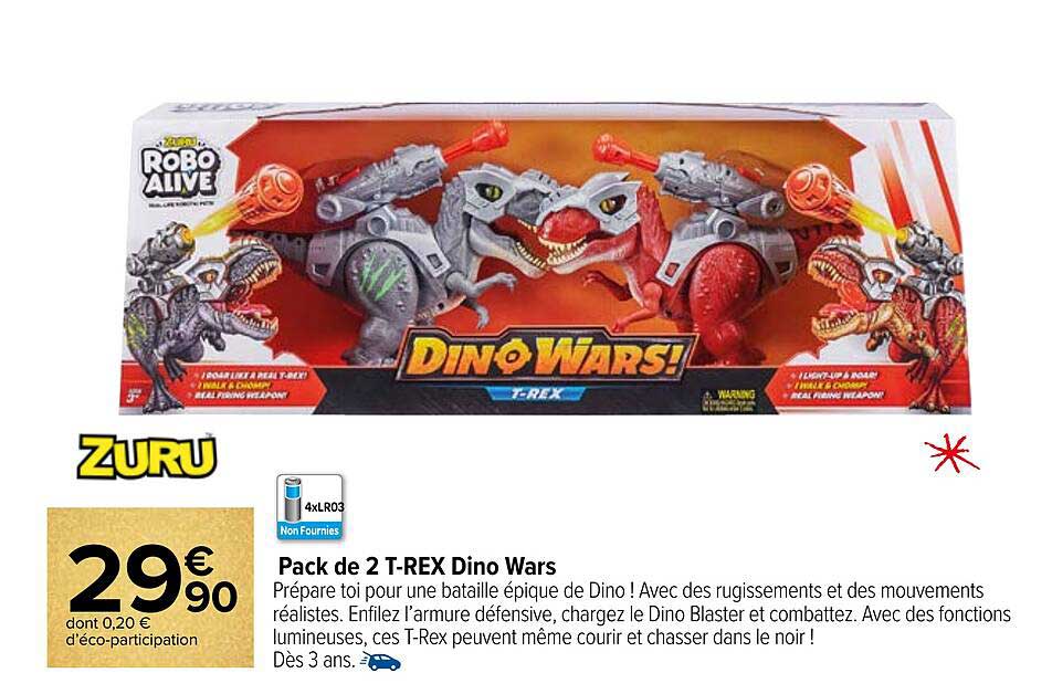 pack de 2 t-rex dino wars zuru