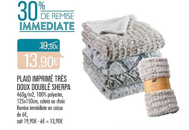 plaid imprimé très doux doublé sherpa