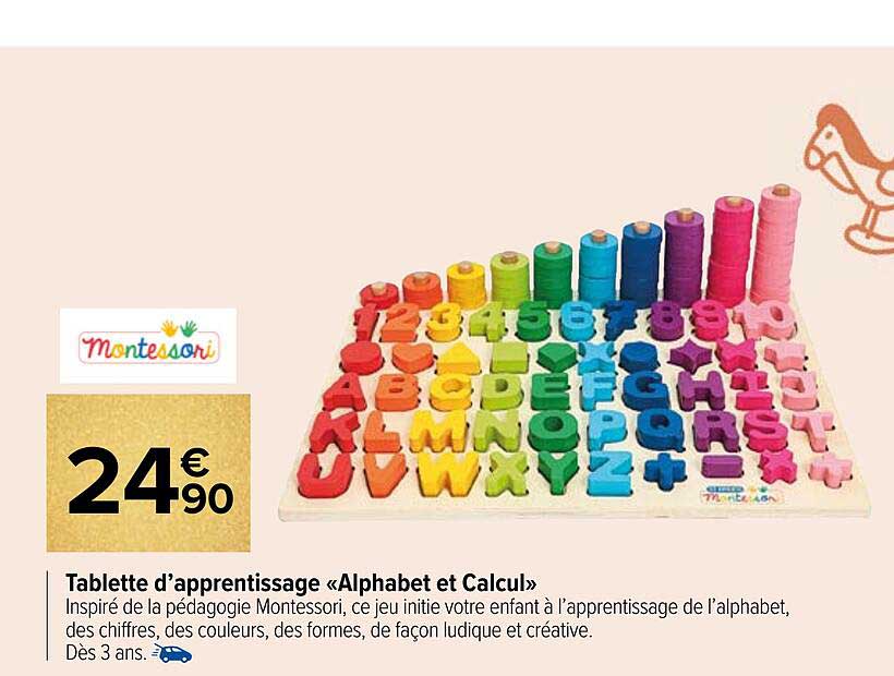 tablette d'apprentissage «alphabet et calcul» montessori