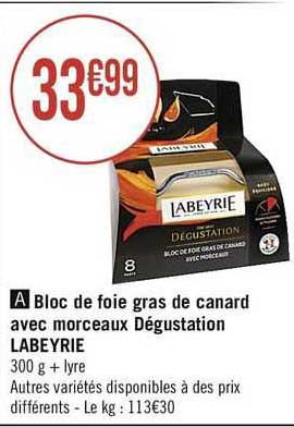 bloc de foie gras de canard avec morceau dégustation labeyrie