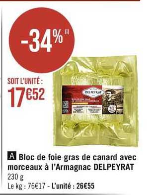 Bloc De Foie Gras De Canard Avec Morceaux à L'armagnac Delpeyrat