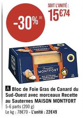 bloc de foie gras de canard du sud-ouest avec morceaux recette au sauternes maison montfort