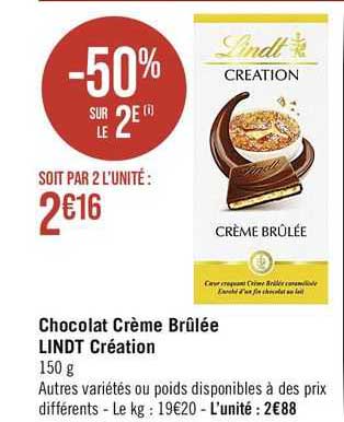 chocolat crème brûlée lindt création