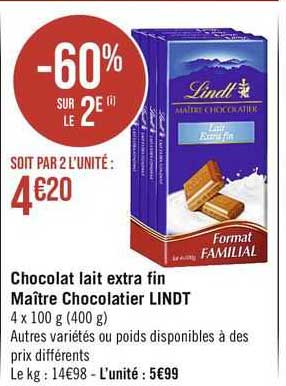 chocolat lait extra fin maître chocolatier lindt