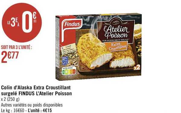 colin d'alaska extra croustillant surgelé findus l'atelier poisson