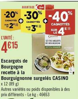 escargots de bourgogne recette à la bourguignonne surgelés casino
