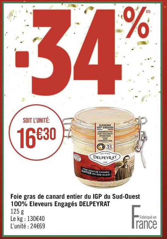 foie gras de canard entier du igp du sud-ouest 100% éleveurs engagés delpeyrat