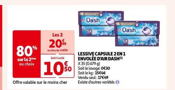 lessive capsule 2 en 1 envolée d'air dash