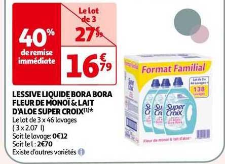 lessive liquide bora bora fleur de monoï & lait d'aloe super croix