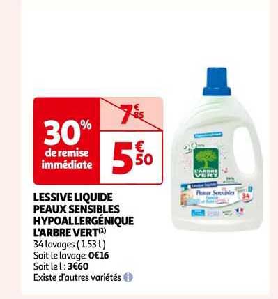 lessive liquide peaux sensibles hypoallergénique l'arbre vert