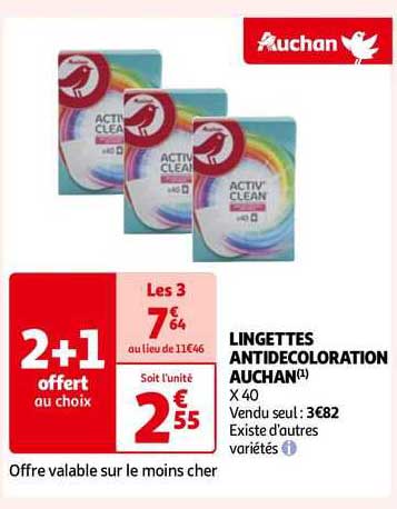 lingettes antidécoloration auchan