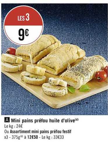 mini pains préfou huile d'olive ou assortiment mini pains préfou festif