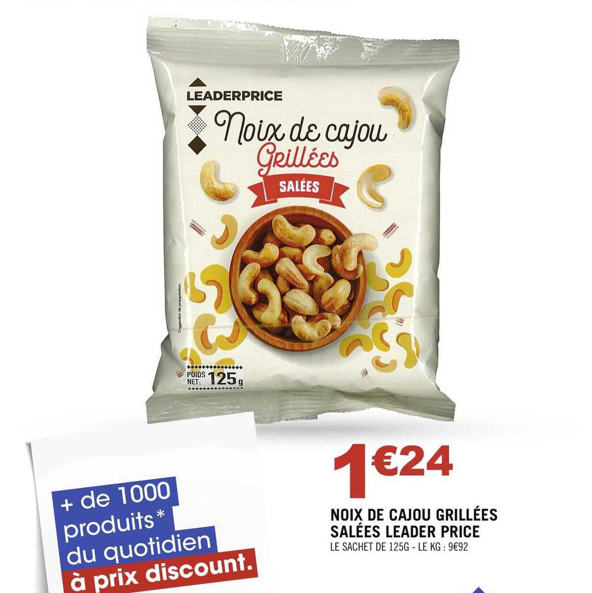 noix de cajou grillées salées leader price