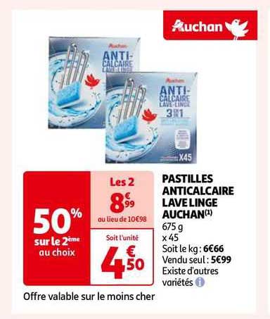 pastilles anticalcaire lave linge auchan