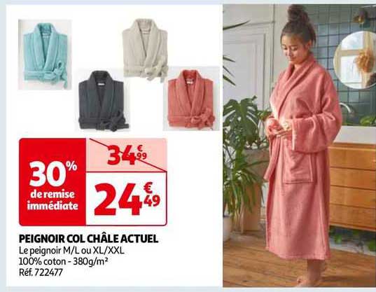 peignoir col châle actuel