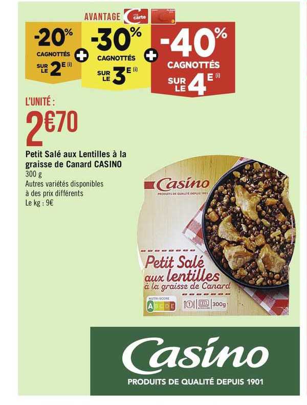 Petit Salé Aux Lentilles à La Graisse De Canard Casino