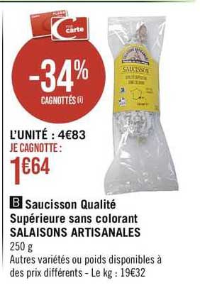 saucisson qualité supérieure sans colorant salaisons artisanales