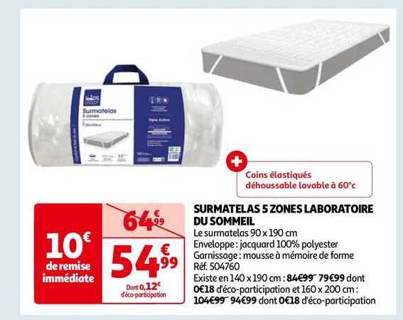 surmatelas 5 zones laboratoire du sommeil