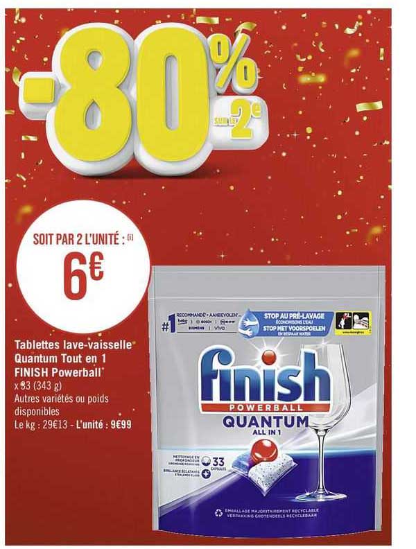 tablettes lave-vaisselle quatum tout en 1 finish powerball
