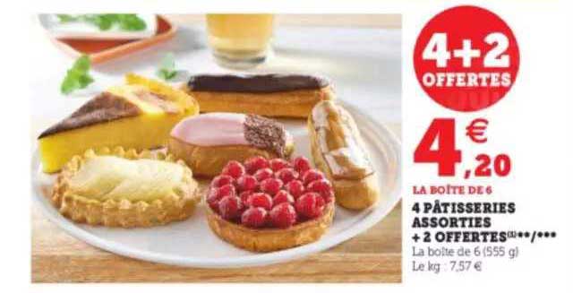 4 pâtisseries assorties + 2 offertes