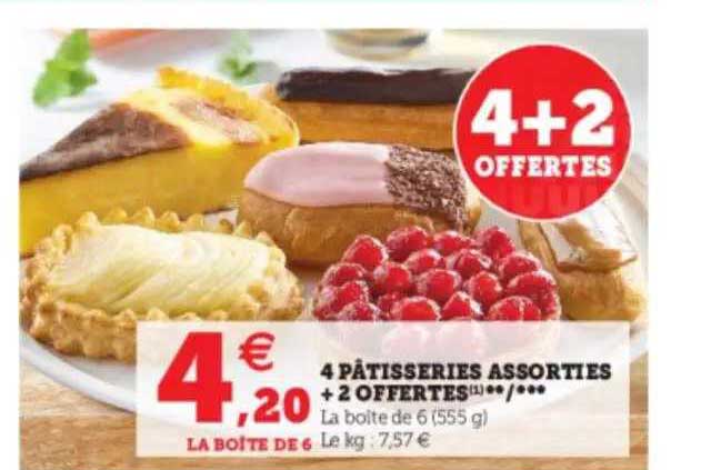 4 pâtisseries assorties + 2 offertes