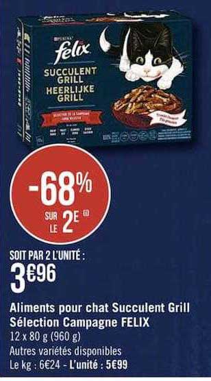 aliments pour chat succulent grill sélection campagne felix