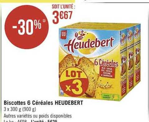 Biscottes 6 Céréales Heudebert